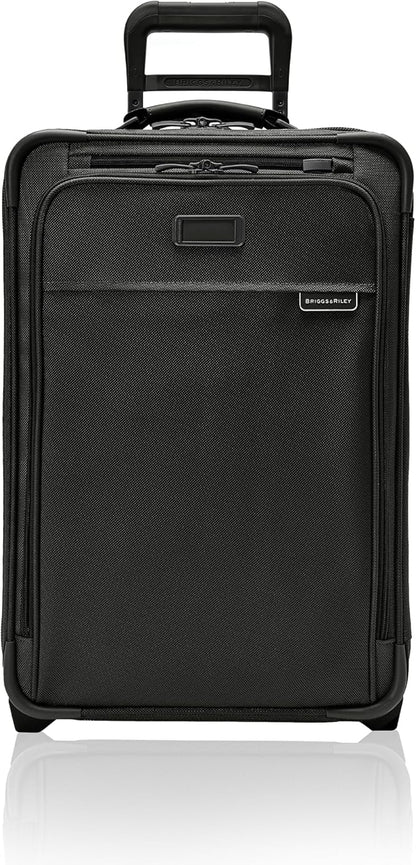 Briggs & Riley Essential 22" 2-Wheel Expandable Carry On - Luggage for Travel, Suitcases with Wheels, Softside Rolling Bag for Men & Women, Self-Repairing Zipper - Baseline Collection, Black