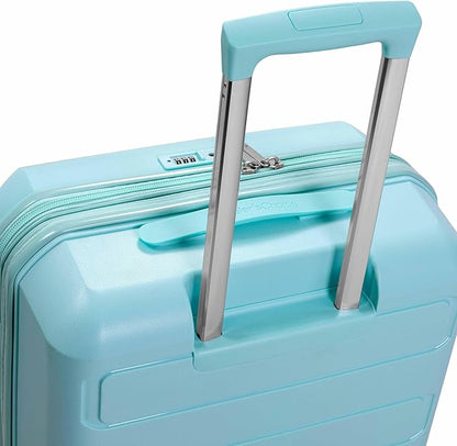 Traveler's Choice Pagosa Indestructible Hardshell Expandable Spinner Luggage, Baby Blue, 26-Inch Medium