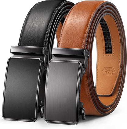 Zitahli Mens belt 2 Pack - Men Leather Belt Design for Work Business and Casual Golf Jeans-Men's Accessories Gifts for Men