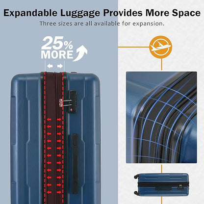 Merax Luggage Sets 2 Piece Suitcase Set, Hardshell 20 IN & 28 IN Suitcase Set with Duffel Bag, Travel Suitcases with Spinner Wheels and TSA Lock(Blue)