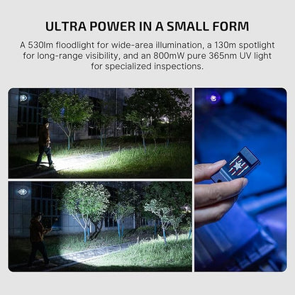 OLIGHT Oclip Ultra EDC Flashlight Clip-on Light, 530 Lumens Rechargeable with Type-C Charging, Combines Floodlight, Spotlight and UV, Triple Lights for Inspection and Work (Stars & Stripes Edition)
