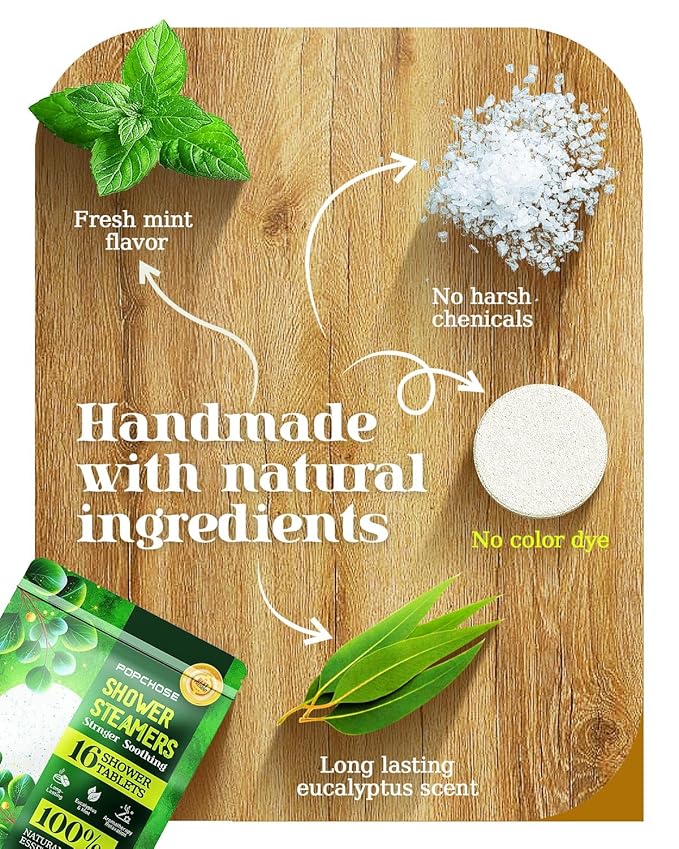 Shower Steamers Aromatherapy 16 Pack, Christmas Stocking Stuffers for Women & Men, Eucalyptus for Shower with Natural Essential Oils- Quick Relief Nasal Congestion, Home SPA & Self Care Relaxation
