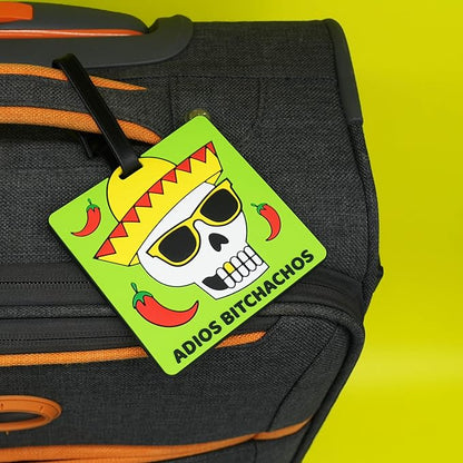 Funny Luggage Tag – Hilarious Travel ID Tag with Sarcastic Saying – Durable & Easy to Spot Suitcase Tag for Men, Women, Frequent Flyers, or Gag Gift for Travelers - Adios Bitchachos