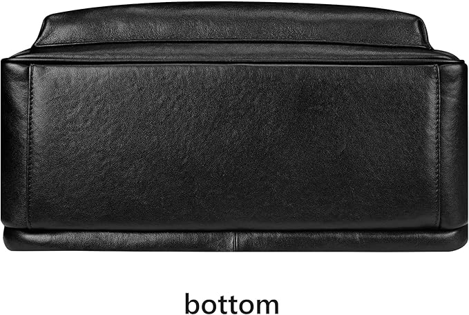 Men's Large Black Leather Backpack, 17.3 Inch Genuine Leather Laptop Backpack for Men, Minimalist & Luxury Executive Computer Backpack for Work Travel