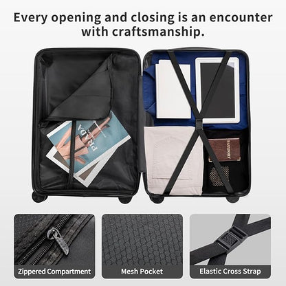 Karl home Luggage Sets 4 Piece, PP Hard Case Suitcase Set with Built-in Lock Spinner Wheels, Lightweight Durable Carry on Luggage for Business Travel - Dark Grey (16/20/24/28")