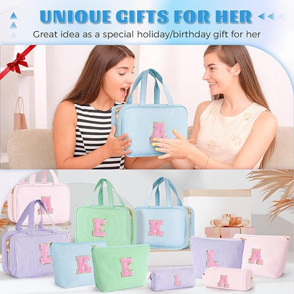 Birthday Gifts for Women - Birthday Gifts Idea for Her Friends Female Teacher | Personalized Cute Cosmetic Bag for Girlfriend | 3 Pieces Toiletry Makeup Pouch - Blue L