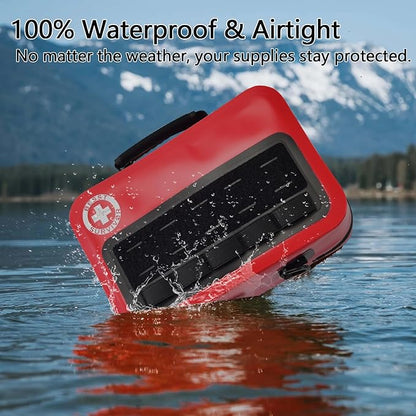 348-Piece Waterproof First Aid Kit- Comprehensive Trauma Kit for Marine/Boating/Camping/Hurricanes, Car & Home Emergency Medical Kits with Labeled Compartments, MOLLE System & CPR Kit