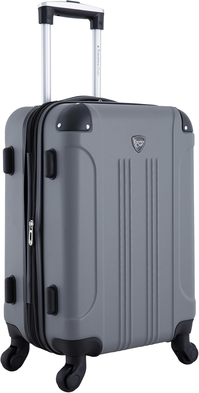 Travelers Club Chicago Hardside Expandable Spinner Luggage, Charcoal, 20" Carry-On
