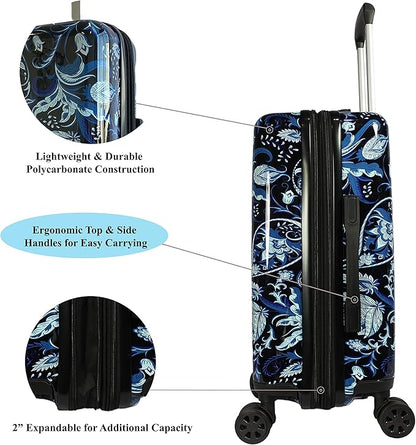 World Traveler VentureX Airline Approved 2-Piece Carry-On Luggage Set – Lightweight Hardside Polycarbonate Suitcase with Spinner Wheels - Paisley
