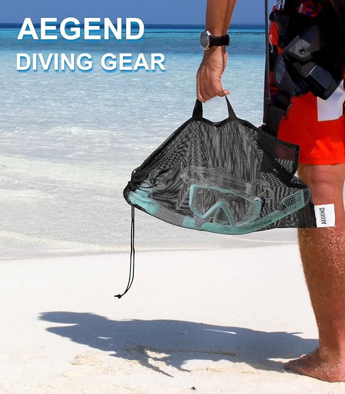 Aegend Snorkeling Gear for Adults Youth Kids, Dry Snorkel Set Panoramic View Enhanced Anti-Leak and Anti-Fog Technology, Adjustable Strap for Snorkeling Scuba Diving Swimming with Mesh Bag