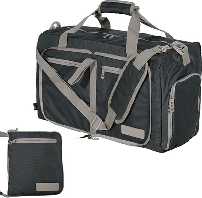 LEGEND 40L Foldable Duffle Bag for Travel - Packable Duffle Bags w/Shoe Compartment - Tear Resistant Collapsible Duffel Bags for Traveling - Lightweight Folding Duffel Bag for Men & Women -Dark Gray