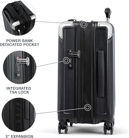 Travelpro Platinum Elite Hardside Expandable Carry on Luggage, 8 Wheel Spinner, TSA Lock, Hard Shell Polycarbonate Suitcase, Shadow Black, Carry on 21-Inch