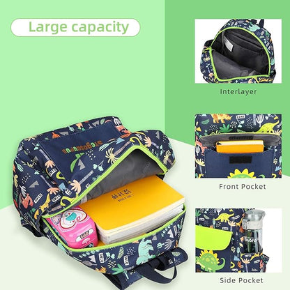 willikiva Cute Zoo Little 2d Backpack Kid Backpacks for Girls and Boys Toddler Backpack Waterproof Preschool Safety Harness Leash(Green Dinosaur)