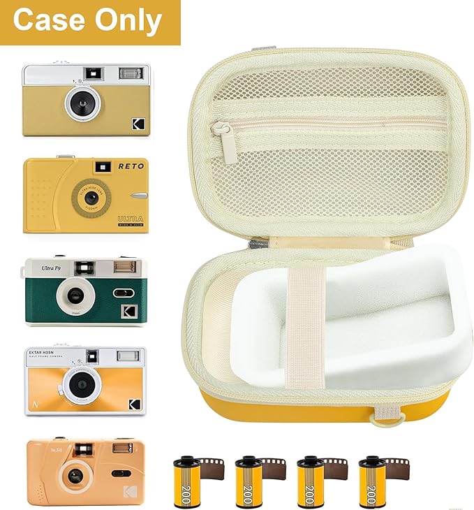 Leayjeen Digital Camera Case Compatible with KODAK EKTAR H35 H35N Half Frame Film Camera，Storage Holder Organizer for Kodak Ultra F9 M35 M38 Paper Shoot Camera-Yellow (Case Only)