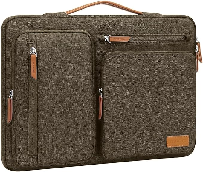 MOSISO 360 Protective Laptop Case 13 inch, 13 inch Laptop Sleeve Compatible with MacBook Air M4 M3 M2 M1 2025-2018/Pro M2 M1 2025-2016, Side Open Carrying Case with 4 Zipper Pockets&Handle,Carob Brown