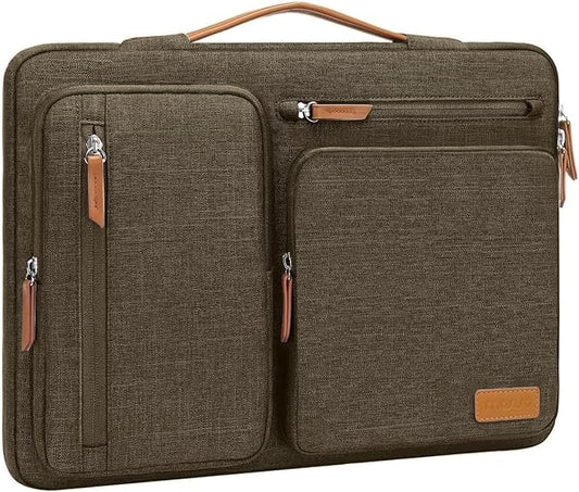 MOSISO 360 Protective Laptop Case 13.3 inch, 13-13.3 inch Laptop Sleeve Compatible with MacBook Air/Pro 13 / Pro 14,HP Dell Acer ASUS,Side Open Carrying Case with 4 Zipper Pockets&Handle, Carob Brown