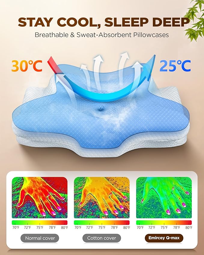 Dream Without Pain Cervical Neck Pillow for Sleeping, Ergonomic Side Sleeper Pillows for Adults, Cooling Orthopedic Pillow for Neck Relief Support, Memory Foam Pillows Back Stomach Sleepers