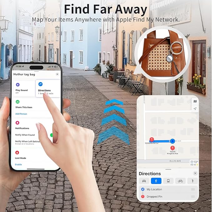 Tracker Tags-2 Pack Deep Black, 5.3 Bluetooth Tracker Work with Apple Find My (iOS Only), 100dB Sound, Smart Tag with Keychain/Lanyard, Item Finder for Luggage/Key/Suitcase, Replaceable Battery.