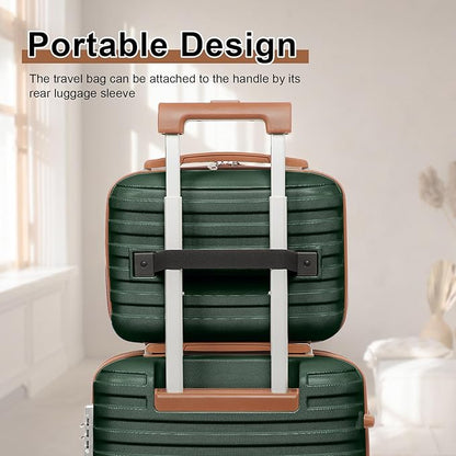 Joyway Luggage Set 3 Piece Suitcase Sets with Spinner Wheel,Hardside Expandable Travel Laggage with TSA Lock (13/20/24/28 Green brown