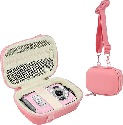 Leayjeen Underwater Camera Case Compatible with YISENCE/Trsunow/HICSHON/Yifecial/QUNVAL 11FT Waterproof Camera,Selfie Underwater Camera, Waterproof Floatable Digital Camera-Pink(Case Only)