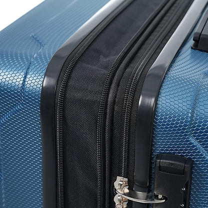 28 Inch Blue Hardshell Checked Luggage with Spinner Wheels, Expandable ABS Suitcase with TSA Lock, Travel Luggage with Telescopic Handle