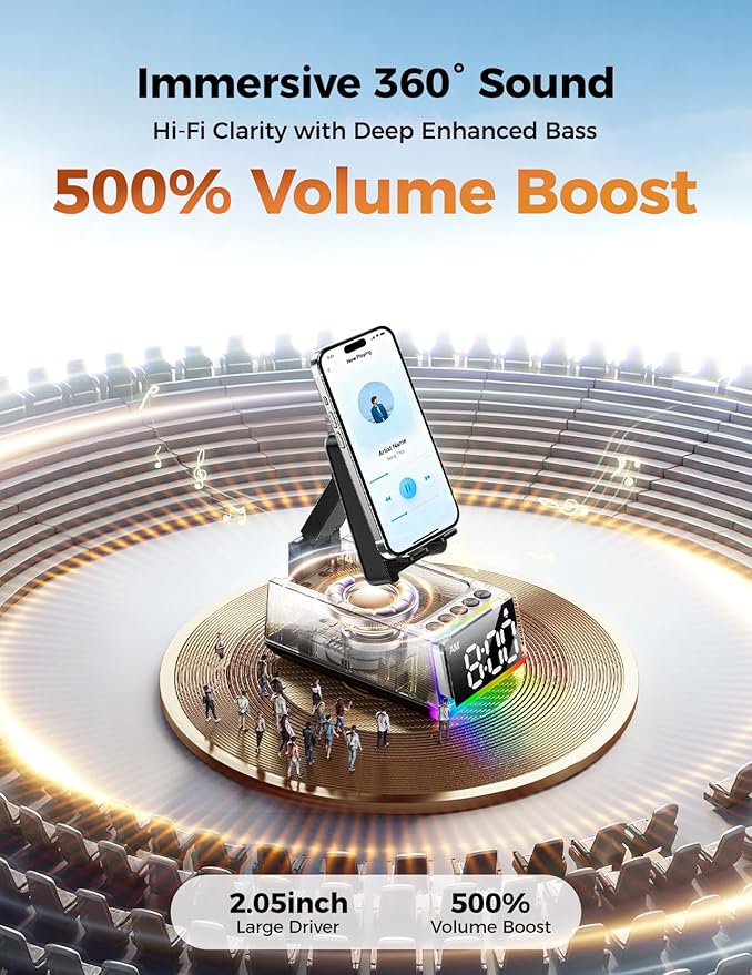 Bluetooth Speaker White Elephant Gifts:Induction Cell Phone Stand HD Sound Gift for Men Women Adults Birthday Christmas Secret Santa,Kitchen Gadget Mom Wife Dad Husband Teen Stocking Stuffers(Black)