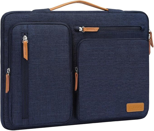 MOSISO 360 Protective Laptop Case 13.3 inch, 13-13.3 inch Laptop Sleeve Compatible with MacBook Air/Pro 13 / Pro 14,HP Dell Acer ASUS,Side Open Carrying Case with 4 Zipper Pockets&Handle, Navy Blue