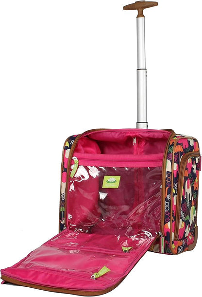 Lily Bloom Designer 15 Inch Carry On - Weekender Overnight Business Travel Luggage - Lightweight 2- Rolling Wheels Suitcase - Under Seat Rolling Bag for Women (Elephant Rain)