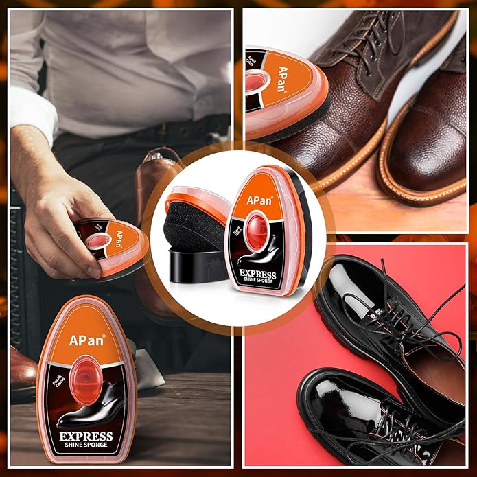 Loopeer 12 Pcs Shoe Shine Sponge Bulk, Instant Leather Shoes Shiner Care for Boots, Leather Accessories Quick Cleaning