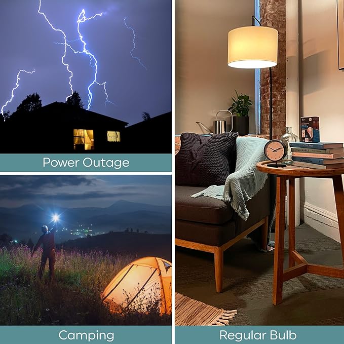 GE LED+ Battery Backup LED Light Bulbs, Emergency Light Bulb for Power Outages + Flashlight, BR30 Indoor Floodlights (3 Pack)