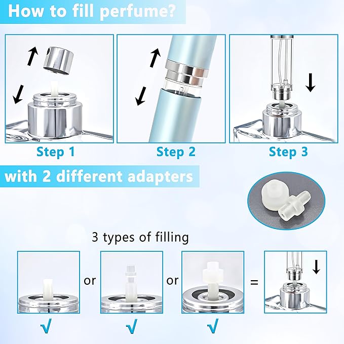 Travel Refillable Perfume Atomizer Bottle 2-Pack 5ml Leakproof Travel Perfume Refillable Bottle (Rose Gold & Rose Gold)