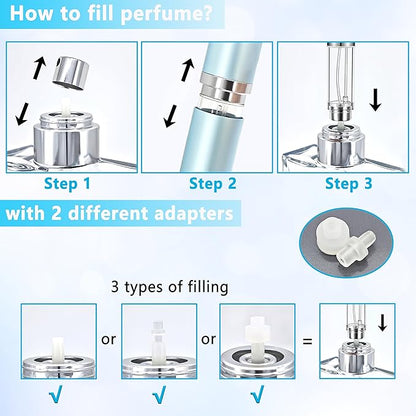 Travel Refillable Perfume Atomizer Bottle 2-Pack 5ml Leakproof Travel Perfume Refillable Bottle (Black & Gray)