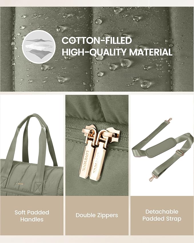 LOVEVOOK Travel Duffle Bag,Puffer Weekender Bags For Women with Shoe Compartment,42L Carry On Duffel Bags For Airplanes,Hospital Bag for Labor and Delivery,Overnight Bag2Pcs Set