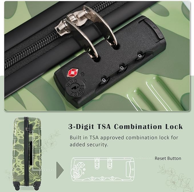 Luggage Sets 3 Piece Durable Suitcase Set with Spinner Wheels, 3 Pcs Hardside Lightweight luggage with TSA Lock, Large Checked Travel Suitcases