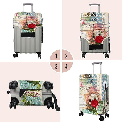 Travel Luggage Cover Suitcase Protector Fits 18-32 Inch Wheel Covers PatternedTravel Related Items Flower Luggage Protector Elastic M