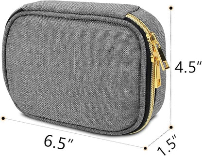 Teamoy Small Jewelry Travel Case, Portable Jewelry Organizer Bag for Earrings, Necklace, Rings and More, Small, Gray-(Bag Only)