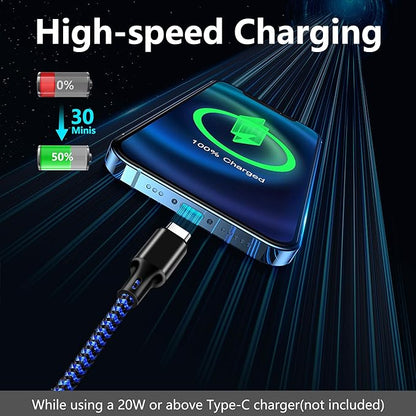 USB A to USB C Charger Cable, 5 Pack [3/3/6/6/10ft] Type C Fast Charging Cord High Data & Transfer Wire Compatible for iPhone 17/16/15/Pro/Plus/Pro Max iPad Pro Air ps5 Controller Samsung (BlackBlue)