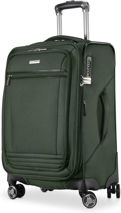 Ricardo Beverly Hills Avalon Softside Carry-On Luggage Made with Sustainable 100% Recycled PET (rPET), Lightweight, Eco-Friendly Travel, Expandable, Dual Spinner Wheels, Juniper Green, 20-inch