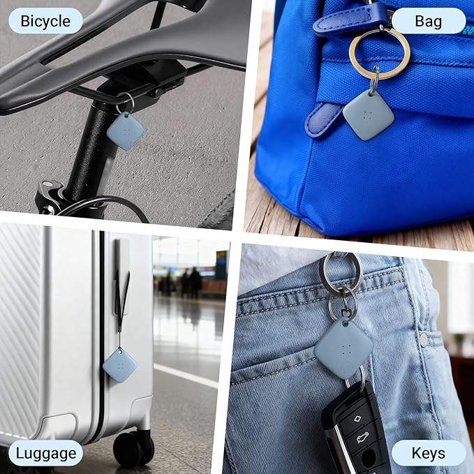 OTIC Smart Tracker Works with Apple Find My & Google Find Hub, for Dual-System Tracking Device Item Finder,Key Luggage Passport,Replaceble Battery (Blue, 2 Pack)