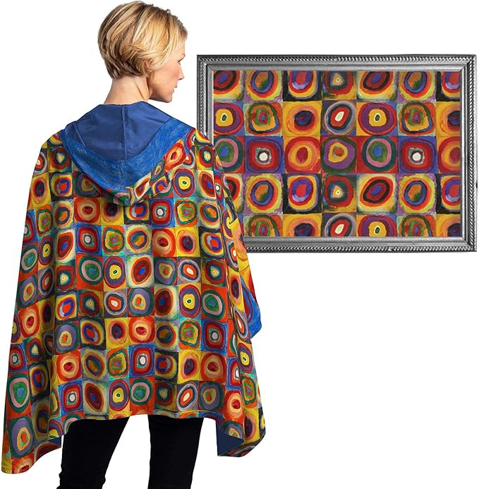 RainCaper Kandinsky Circles Womens Rain Cape Poncho with Hood Reversible