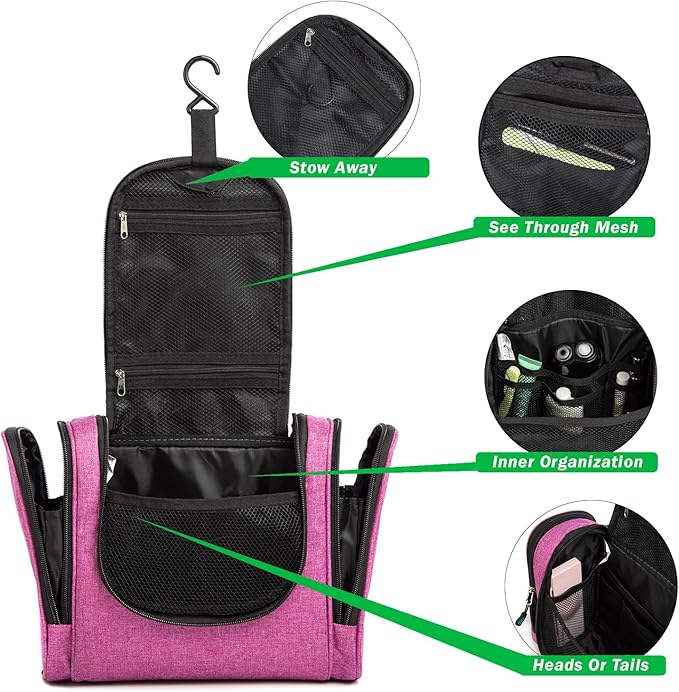 Bago Travel Toiletry Bag for Women and Men X-Large Waterproof Hanging Large Toiletry Bag for Bathroom and Travel Bag for Toiletries Organizer - Makeup Bag (SnowPink)