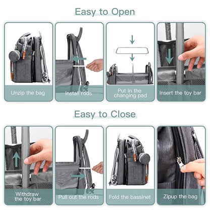 Diaper Bag Backpack with Changing Station, Extra Large Diaper Bag, Multifunctional Diaper Bag, Baby Bag, Deep Gray