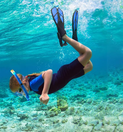 Snorkeling Gear for Adults with Fins Scuba Diving Gear Adult Professional Travel Snorkel Sets with Flippers,Anti-Fog Anti-Leak Diving Mask