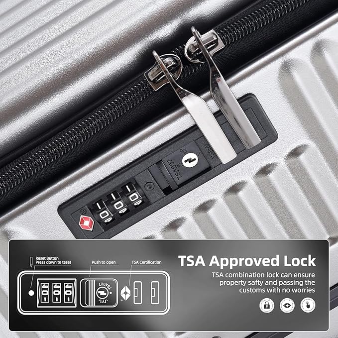 2 pieces 20/29 Aluminum Frame Carry On and Checked Luggage Set with Side Opening,Lightweight Hardshell ABS+PC Trunk Suitcase with TSA Lock,360° Universal Wheels & Adjustable Handle,Dark Gray