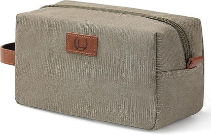 Janhavi Shaving Bag for Men Travel Waterproof, Engraved Initials & Wheat Ear, Make Up Bag,Groomsmen Gifts, Mens Toiletry Travel Bag, Men's Accessories Organizer, Gifts for Him(Olive Green L)