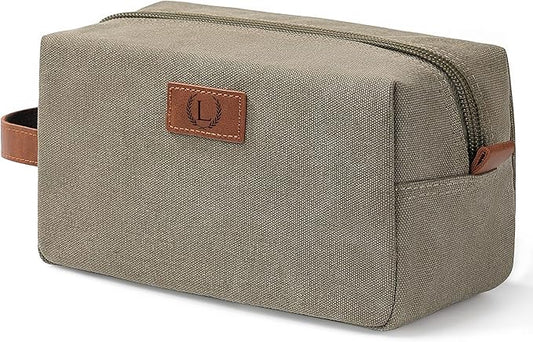 Janhavi Shaving Bag for Men Travel Waterproof, Engraved Initials & Wheat Ear, Make Up Bag,Groomsmen Gifts, Mens Toiletry Travel Bag, Men's Accessories Organizer, Gifts for Him(Olive Green L)
