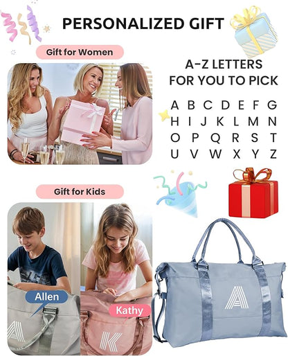 Bridesmaid Gifts, Initial Travel Duffel Bag, Gym Bag, Duffel Bag,Personalized Weekender Bag，Overnight Bag Friend Wedding Girlfriend Birthday Gifts for Women Gifts for Teen Girls (Letter S)