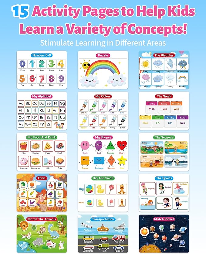 Benresive Montessori Busy Book for Toddlers 3-5, Preschool Learning Activities, Tracing Activity Coloring Books for Kids Ages 3-5, Educational Toys Gifts, Autism Sensory Travel Toys for Toddlers