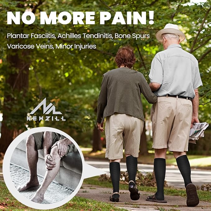 NEWZILL Medical Compression Socks for Women & Men, 20-30 mmHg Knee-High Support for Circulation, All-Day Comfort for Work Travel Running Cycling and Fitness