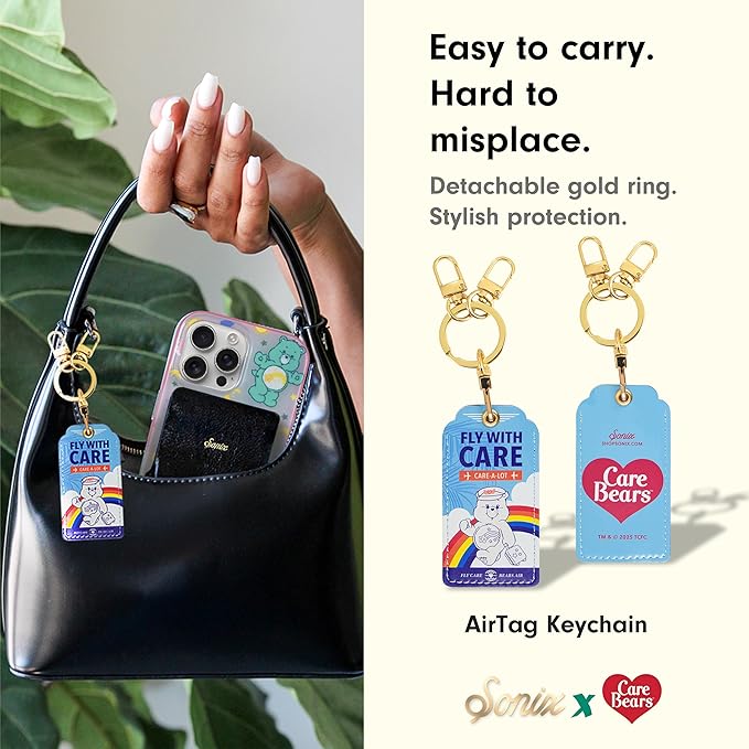 Sonix Keychain Case Compatible with Apple AirTag | Protective AirTag Cover Keychain Charm | Fly with Care | Care Bears Air